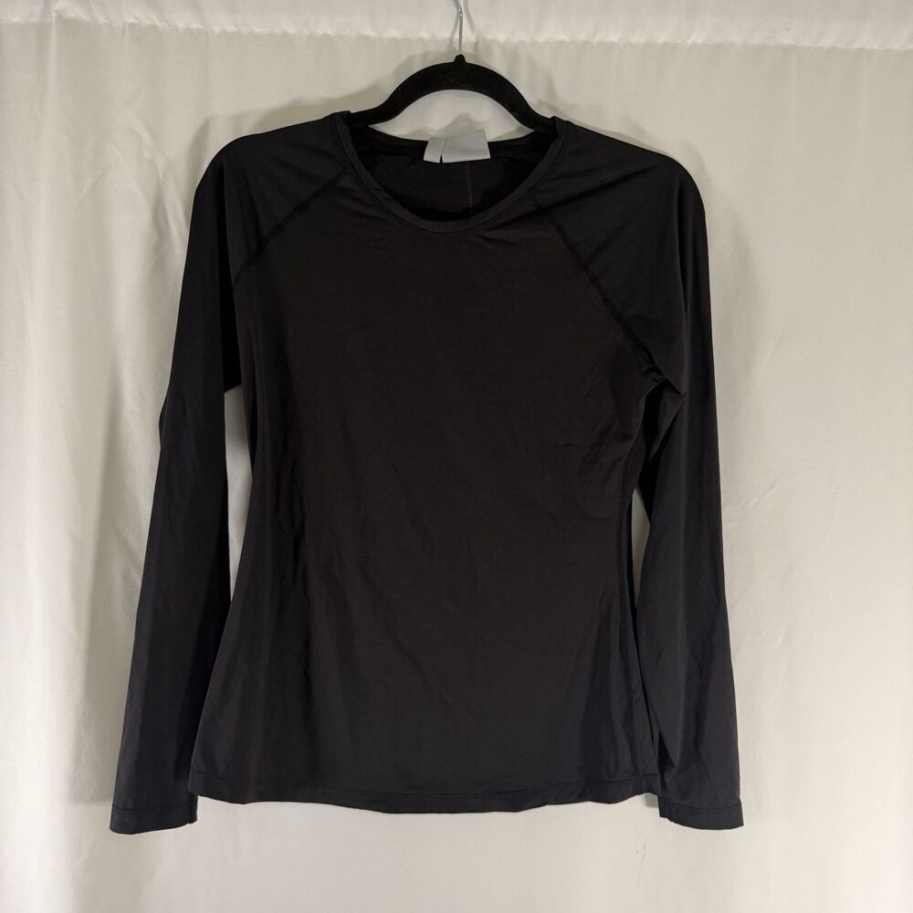 Athleta Swim Rashguard Women's Medium Black Long Sleeve Vneck Stretch